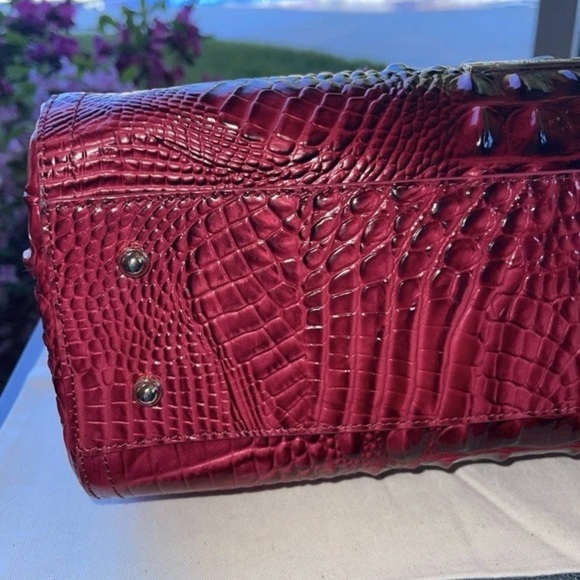 Brahmin Red Satchel with Crocodile Texture and Glossy Finish - Picture 6 of 9